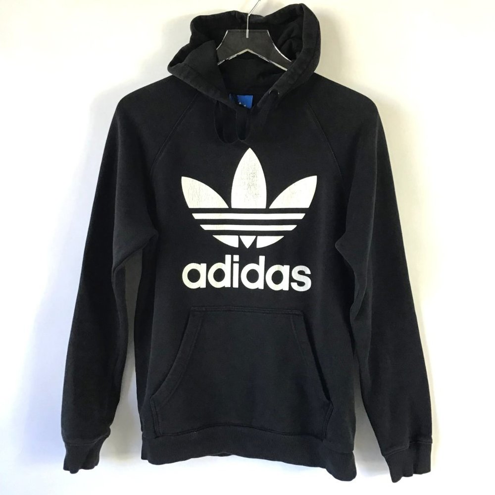 Adidas Originals sweatshirt hoodie men’s M black white trefoil logo streetwear
